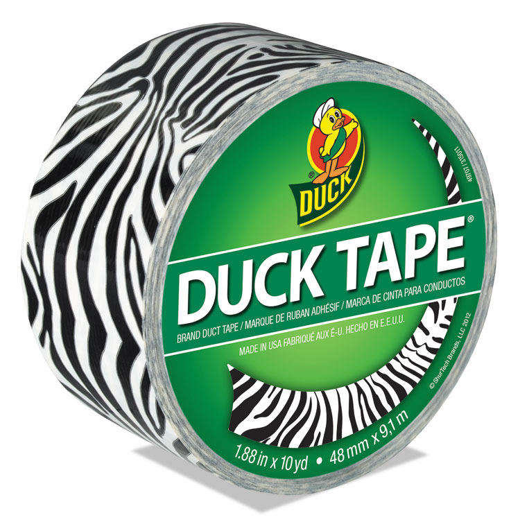 Duck Colored Duct Tape, 3" Core, 1.88" x 10 yds, Black/White Zebra (DUC1398132)