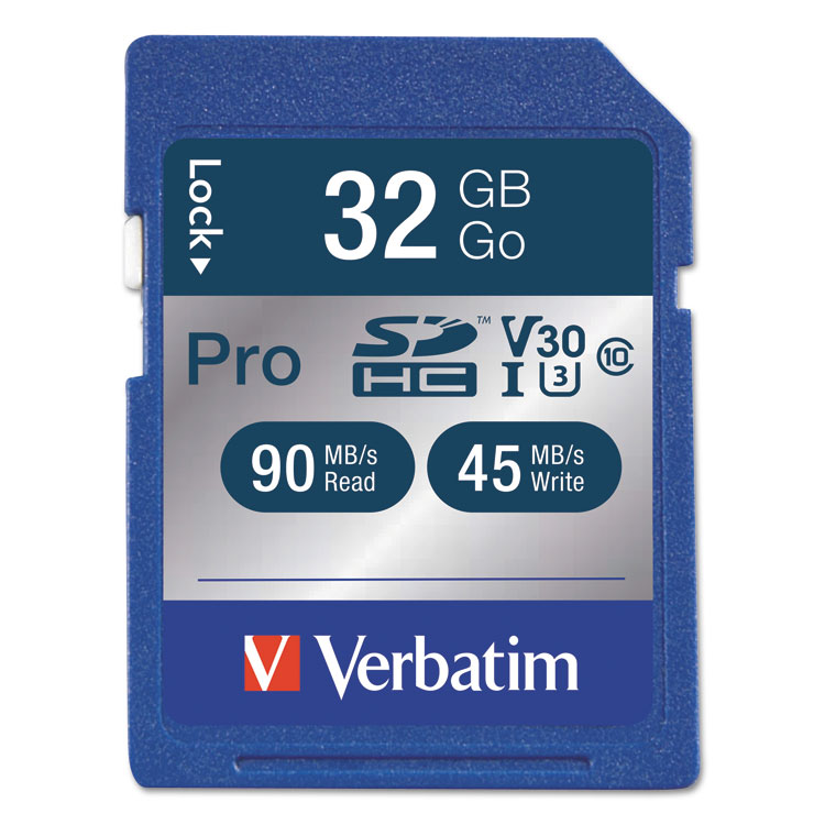 Verbatim 32GB Pro 600X SDHC Memory Card, UHS-I V30 U3 Class 10 (VER98047)