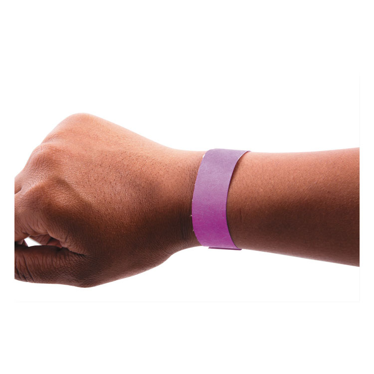 SICURIX Security Wristbands, Sequentially Numbered, 10" x 0.75", Purple, 100/Pack (BAU85014)