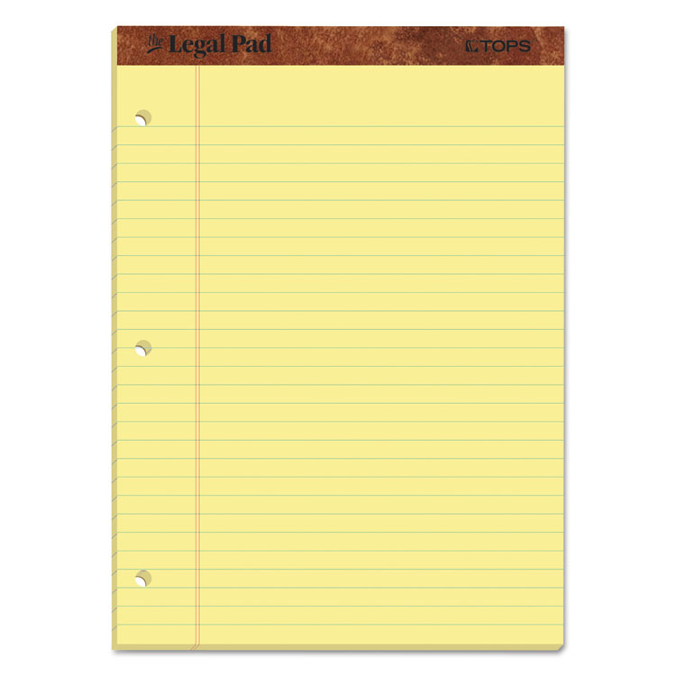 TOPS "The Legal Pad" Ruled Perforated Pads, Wide/Legal Rule, (50) Canary-Yellow 8.5 x 11.75 Sheets, Dozen (TOP75351)