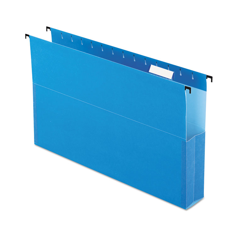 Pendaflex SureHook Reinforced Extra-Capacity Hanging Box File, 1 Section, 2" Capacity, Legal Size, 1/5-Cut Tabs, Blue, 25/Box (PFX59302)