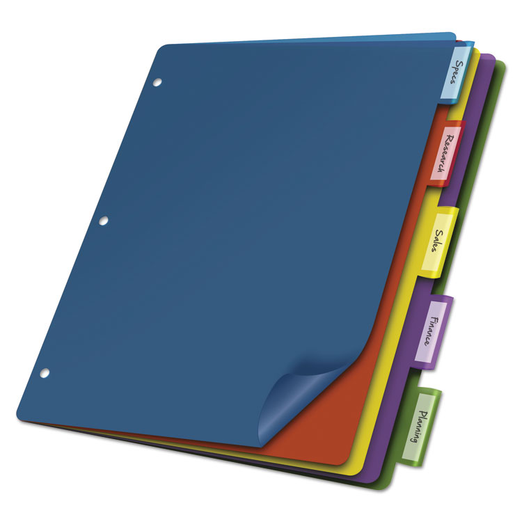 Cardinal Poly Index Dividers, 5-Tab, 11 x 8.5, Assorted, 4 Sets (CRD84018)