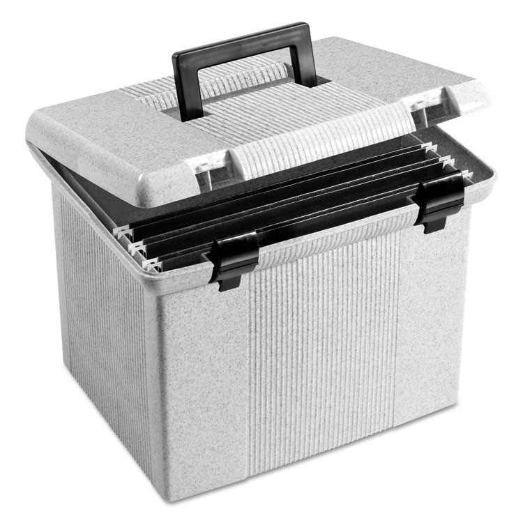 Pendaflex Portable File Boxes, Letter Files, 13.88" x 14" x 11.13", Granite (PFX41747)