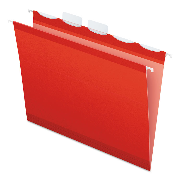 Pendaflex Ready-Tab Colored Reinforced Hanging Folders, Letter Size, 1/5-Cut Tabs, Red, 25/Box (PFX42623)