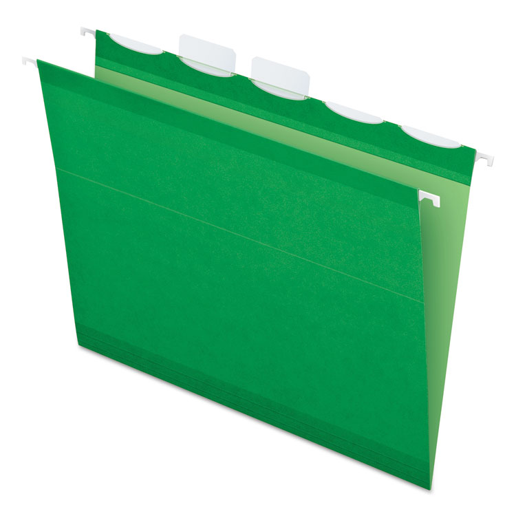Pendaflex Ready-Tab Colored Reinforced Hanging Folders, Letter Size, 1/5-Cut Tabs, Bright Green, 25/Box (PFX42626)