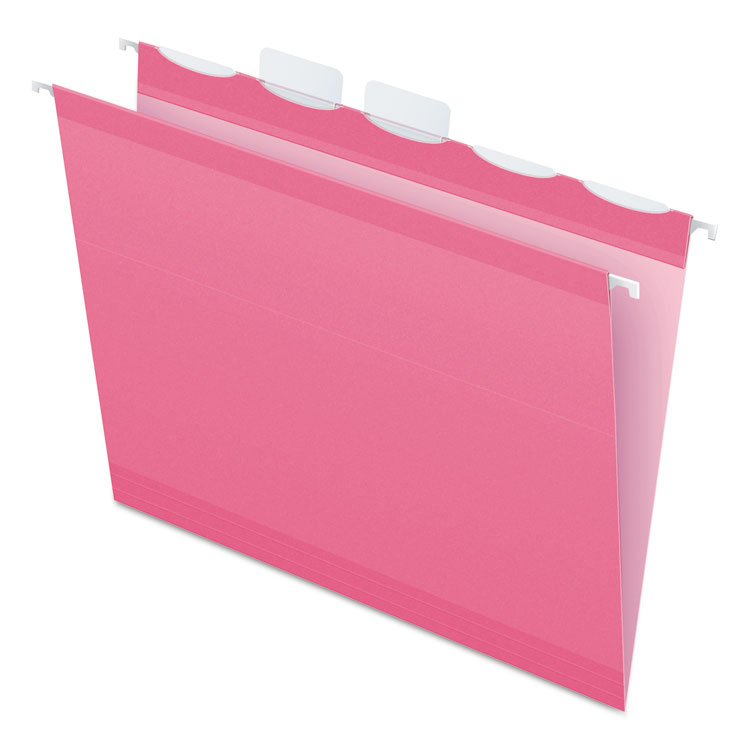 Pendaflex Ready-Tab Colored Reinforced Hanging Folders, Letter Size, 1/5-Cut Tabs, Pink, 20/Box (PFX90240)