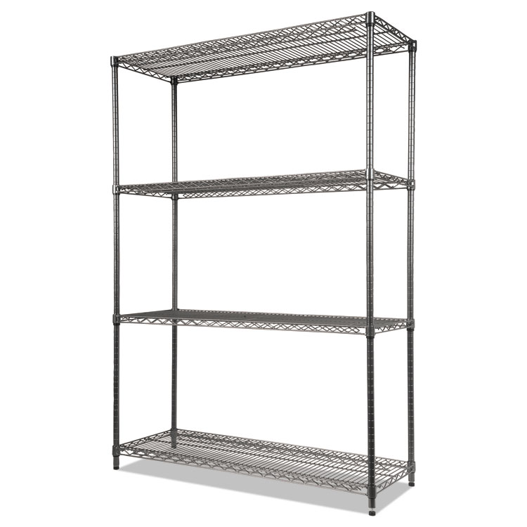 Alera Wire Shelving Starter Kit, Four-Shelf, 48w x 18d x 72h, Black Anthracite (ALESW504818BA)