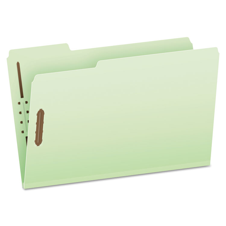 Pendaflex Heavy-Duty Pressboard Folders with Embossed Fasteners, 1/3-Cut Tabs, 2" Expansion, 2 Fasteners, Legal Size, Green, 25/Box (PFX17186)
