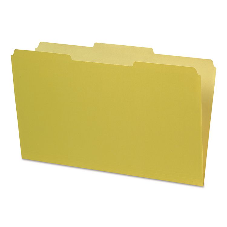 Pendaflex Interior File Folders, 1/3-Cut Tabs: Assorted, Legal Size, Yellow, 100/Box (PFX435013YEL)