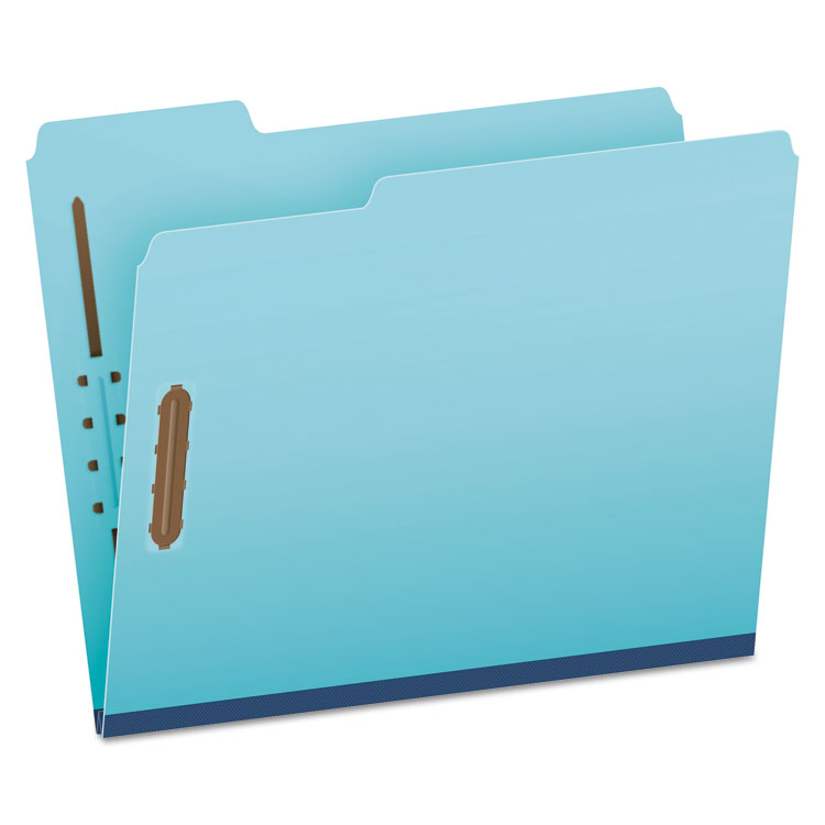 Pendaflex Heavy-Duty Pressboard Folders with Embossed Fasteners, 1/3-Cut Tabs, 1" Expansion, 2 Fasteners, Letter Size, Blue, 25/Box (PFXFP213)