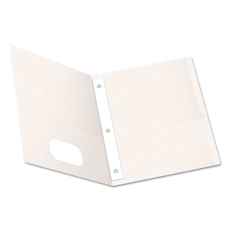 Oxford Twin-Pocket Folders with 3 Fasteners, 0.5" Capacity, 11 x 8.5, White, 25/Box (OXF57704)