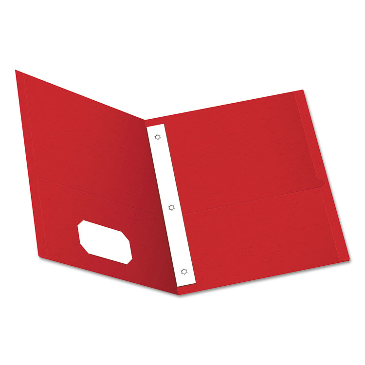 Oxford Twin-Pocket Folders with 3 Fasteners, 0.5" Capacity, 11 x 8.5, Red, 25/Box (OXF57711)