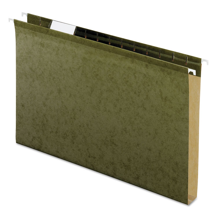 Pendaflex Extra Capacity Reinforced Hanging File Folders with Box Bottom, 1" Capacity, Legal Size, 1/5-Cut Tabs, Green, 25/Box (PFX4153X1)