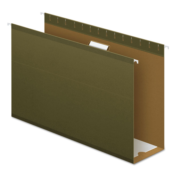 Pendaflex Extra Capacity Reinforced Hanging File Folders with Box Bottom, 4" Capacity, Legal Size, 1/5-Cut Tabs, Green, 25/Box (PFX4153X4)