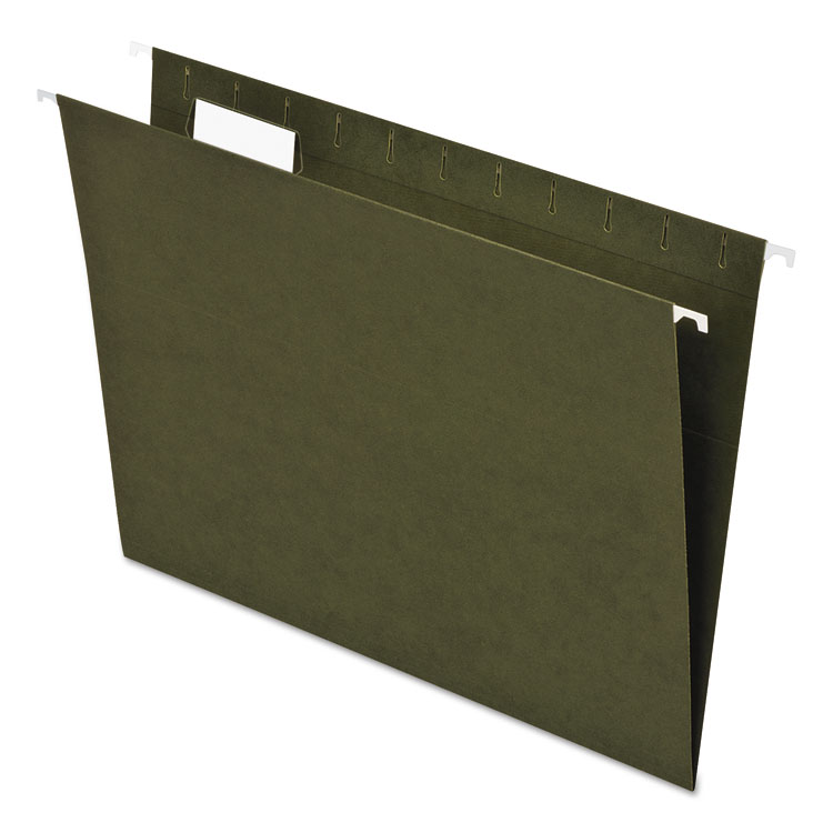 Pendaflex Earthwise by Pendaflex 100% Recycled Colored Hanging File Folders, Letter Size, 1/5-Cut Tabs, Green, 25/Box (PFX74517)