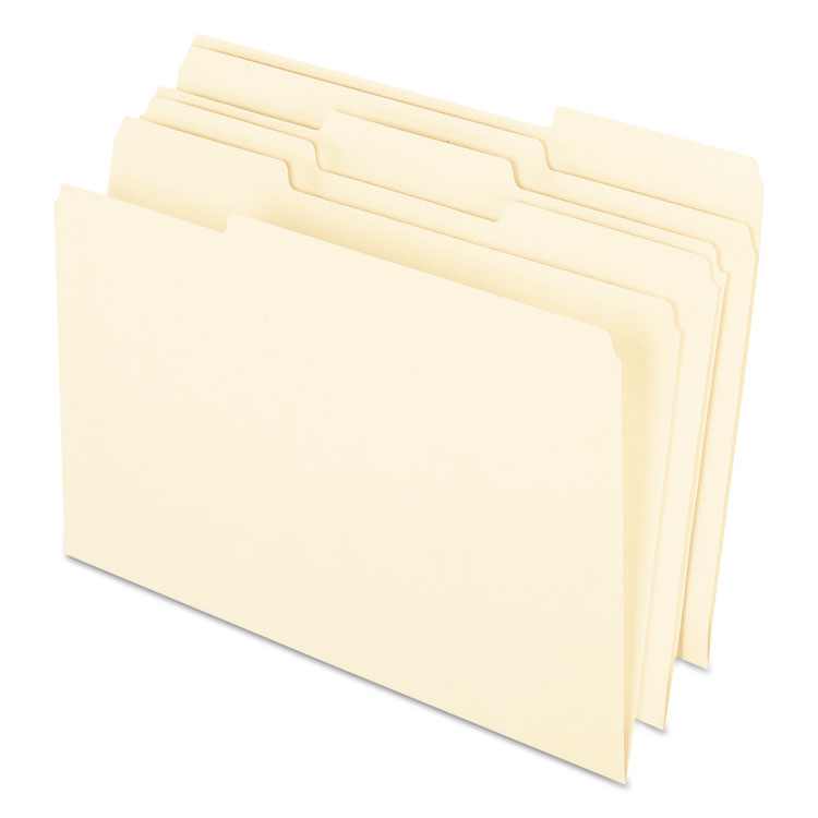Pendaflex Earthwise by Pendaflex 100% Recycled Manila File Folder, 1/3-Cut Tabs: Assorted, Legal Size, 0.75" Expansion, Manila, 100/Box (PFX76520)