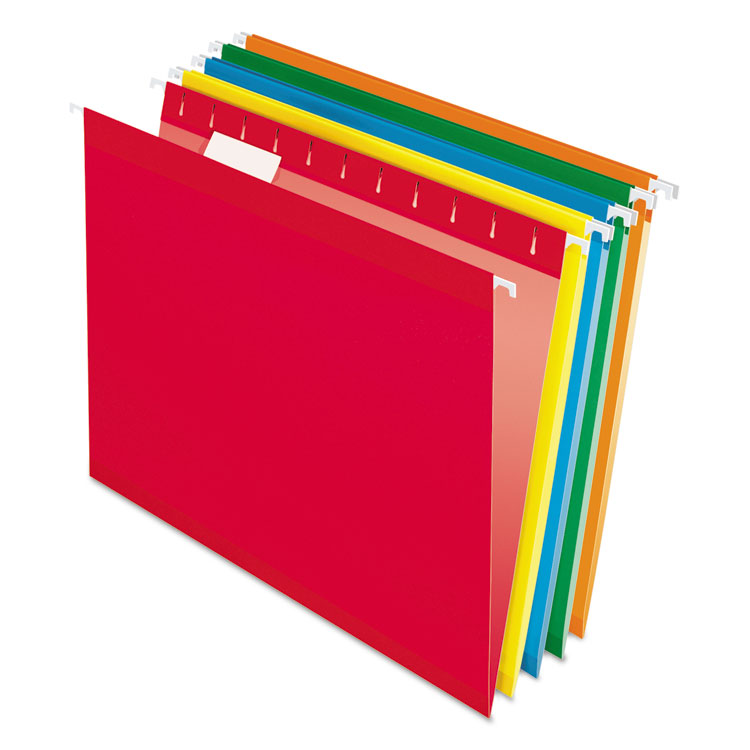 Pendaflex Colored Reinforced Hanging Folders, Letter Size, 1/5-Cut Tabs, Assorted Bright Colors, 25/Box (PFX415215ASST)