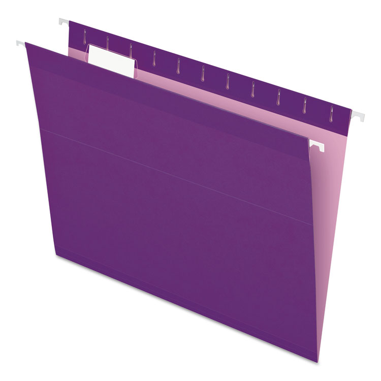 Pendaflex Colored Reinforced Hanging Folders, Letter Size, 1/5-Cut Tabs, Violet, 25/Box (PFX415215VIO)