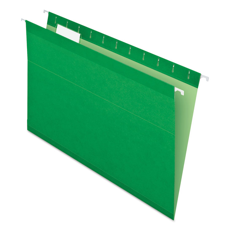 Pendaflex Colored Reinforced Hanging Folders, Legal Size, 1/5-Cut Tabs, Bright Green, 25/Box (PFX415315BGR)