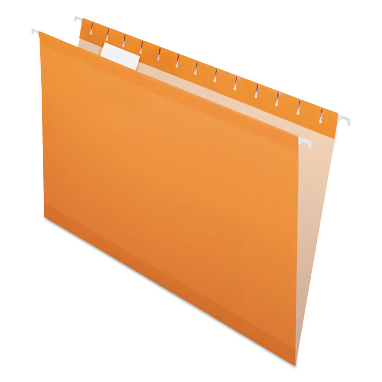 Pendaflex Colored Reinforced Hanging Folders, Legal Size, 1/5-Cut Tabs, Orange, 25/Box (PFX415315ORA)