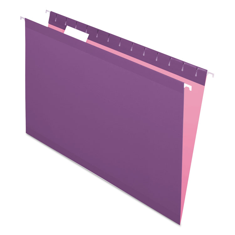 Pendaflex Colored Reinforced Hanging Folders, Legal Size, 1/5-Cut Tabs, Violet, 25/Box (PFX415315VIO)