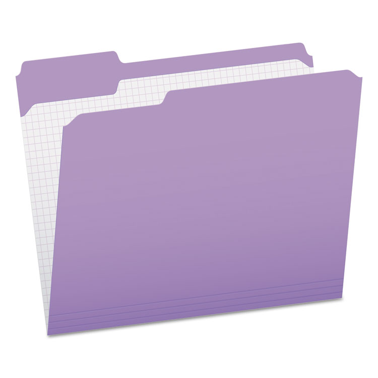 Pendaflex Double-Ply Reinforced Top Tab Colored File Folders, 1/3-Cut Tabs: Assorted, Letter Size, 0.75" Expansion, Lavender, 100/Box (PFXR15213LAV)