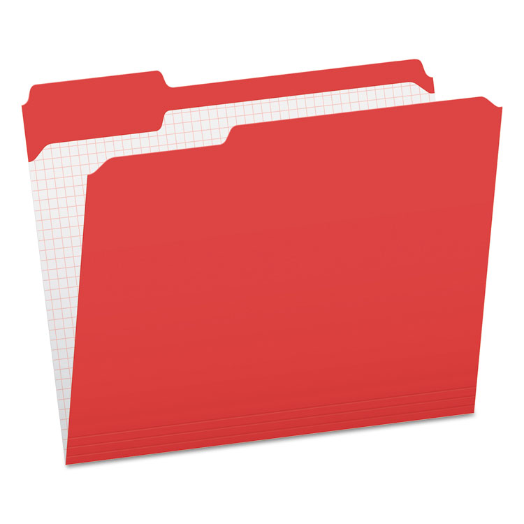 Pendaflex Double-Ply Reinforced Top Tab Colored File Folders, 1/3-Cut Tabs: Assorted, Letter Size, 0.75" Expansion, Red, 100/Box (PFXR15213RED)