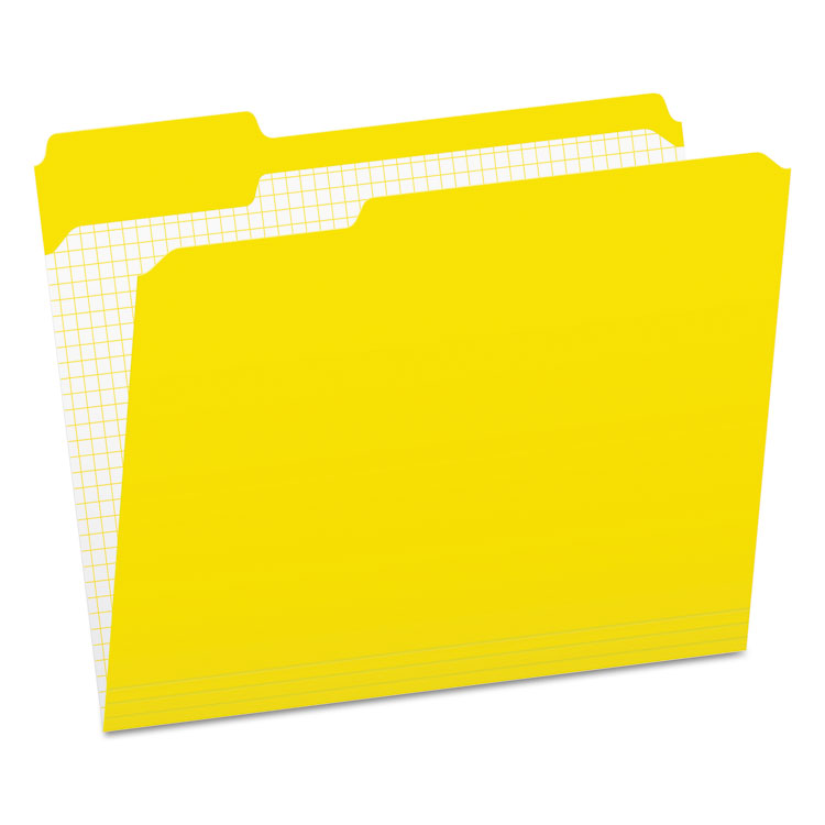 Pendaflex Double-Ply Reinforced Top Tab Colored File Folders, 1/3-Cut Tabs: Assorted, Letter Size, 0.75" Expansion, Yellow, 100/Box (PFXR15213YEL)