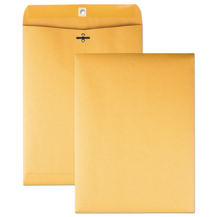 Quality Park Clasp Envelope, 28 lb Bond Weight Kraft, #90, Cheese Blade Flap, Clasp/Gummed Closure, 9 x 12, Brown Kraft, 100/Box (QUA37890)