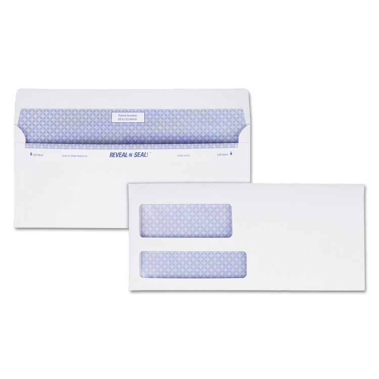 Quality Park Reveal-N-Seal Envelope, #9, Commercial Flap, Self-Adhesive Closure, 3.88 x 8.88, White, 500/Box (QUA67529)