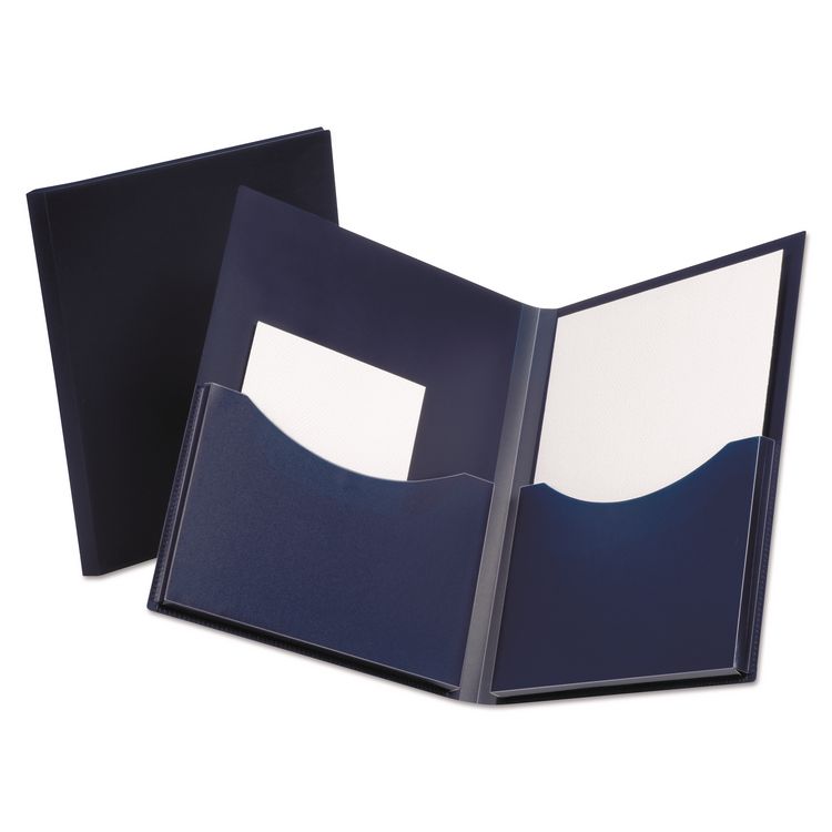 Oxford Poly Double Stuff Gusseted 2-Pocket Folder, 200-Sheet Capacity, 11 x 8.5, Navy (OXF57455)