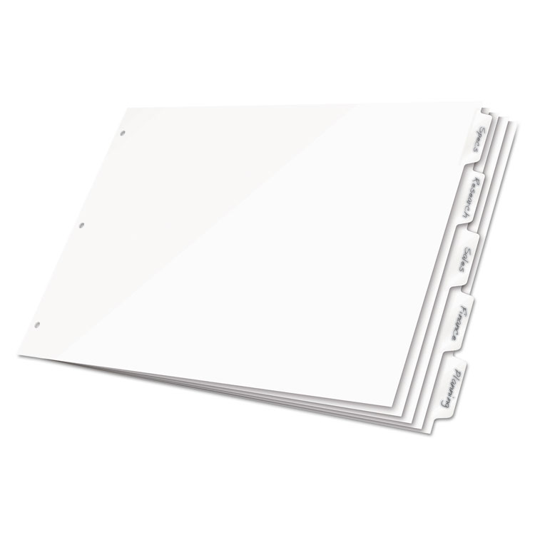 Cardinal Write 'n Erase Tabloid Index Dividers, 5-Tab, 11 x 17, White, 1 Set (CRD84270)