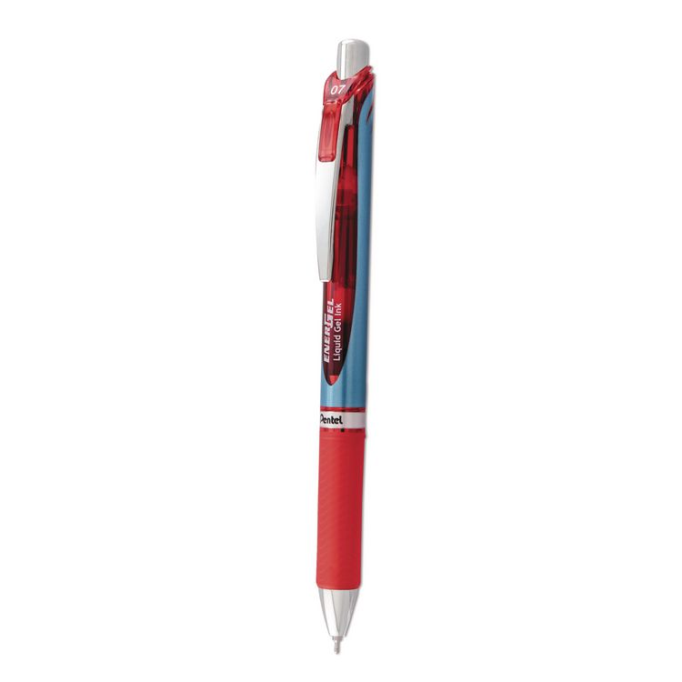 Pentel EnerGel RTX Gel Pen, Retractable, Medium 0.7 mm, Red Ink, Red/Blue Barrel (PENBLN77B)