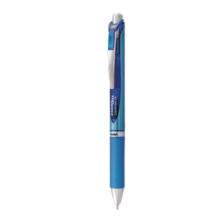 Pentel EnerGel RTX Gel Pen, Retractable, Medium 0.7 mm, Blue Ink, Blue/Light Blue Barrel (PENBLN77C)