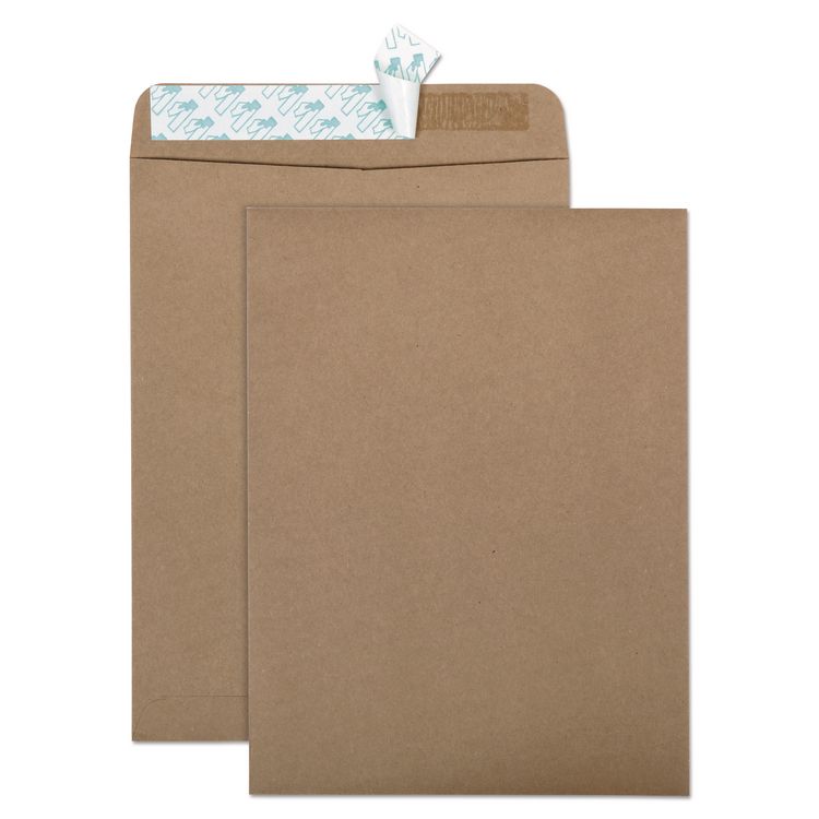 Quality Park Recycled Brown Kraft Redi-Strip Envelope, #10 1/2, Cheese Blade Flap, Redi-Strip Closure, 9 x 12, Brown Kraft, 100/Box (QUA44511)