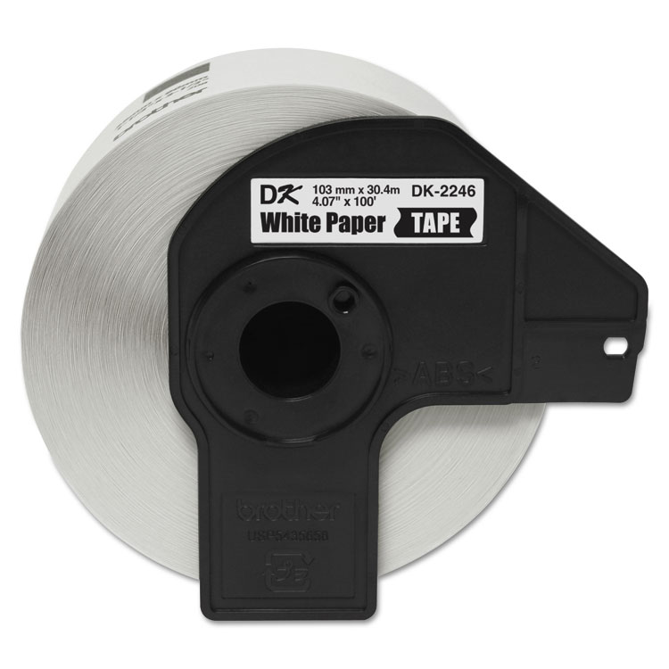 BROTHER INTL. CORP. DK2246 Label Tape, 4.07" x 100 ft, Black on White (BRTDK2246)