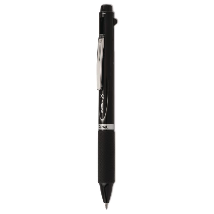 Pentel EnerGel 2S Multi-Color Gel Pen/Pencil, Retractable, Medium 0.5 mm, Black/Red Ink, Black Barrel (PENBLW355A)
