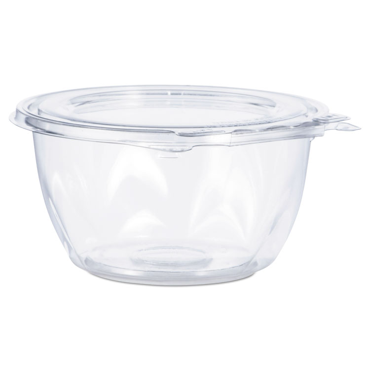 Dart Tamper-Resistant, Tamper-Evident Bowls with Flat Lid, 16 oz, 5.5" Diameter x 2.7" h, Clear, Plastic, 240/Carton (DCCCTR16BF)