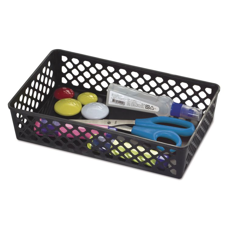 Officemate Recycled Supply Basket, Plastic, 10.06 x 6.13 x 2.38, Black, 2/Pack (OIC26202)