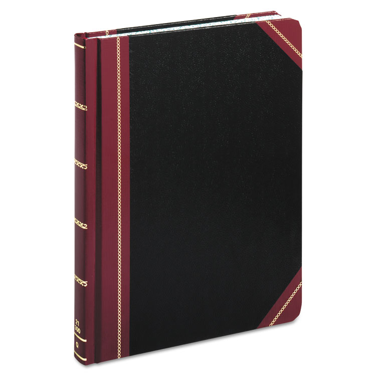 Boorum & Pease Extra-Durable Bound Book, Single-Page Record-Rule Format, Black/Maroon/Gold Cover, 10.13 x 7.78 Sheets, 300 Sheets/Book (BOR21300R)