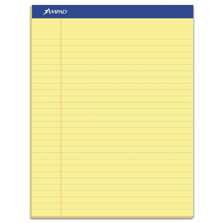 Ampad Recycled Writing Pads, Wide/Legal Rule, Politex Green Kelsu Headband, 50 Canary-Yellow 8.5 x 11.75 Sheets, Dozen (TOP20270)