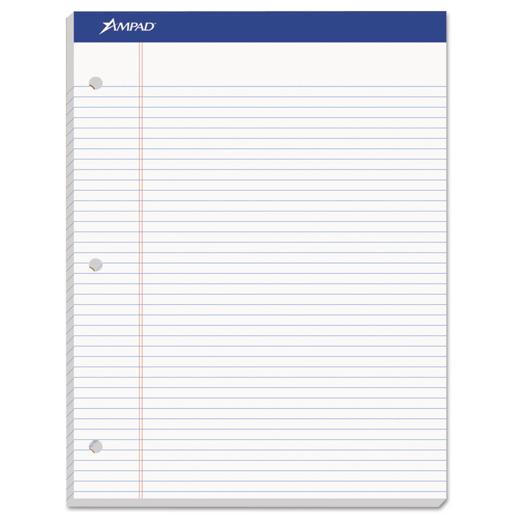 Ampad Double Sheet Pads, Narrow Rule, 100 White 8.5 x 11.75 Sheets (TOP20346)