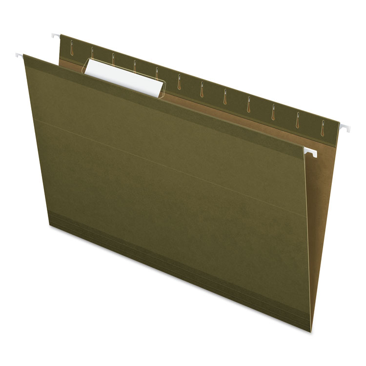 Pendaflex Reinforced Hanging File Folders with Printable Tab Inserts, Legal Size, 1/3-Cut Tabs, Standard Green, 25/Box (PFX415313)