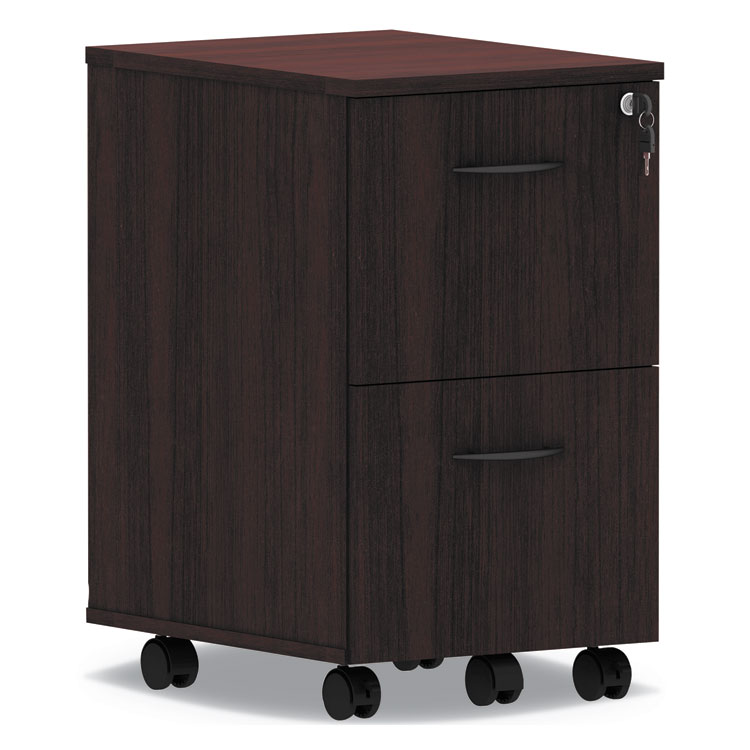 Alera Alera Valencia Series Mobile Pedestal, Left or Right, 2 Legal/Letter-Size File Drawers, Mahogany, 15.38" x 20" x 26.63" (ALEVA582816MY)
