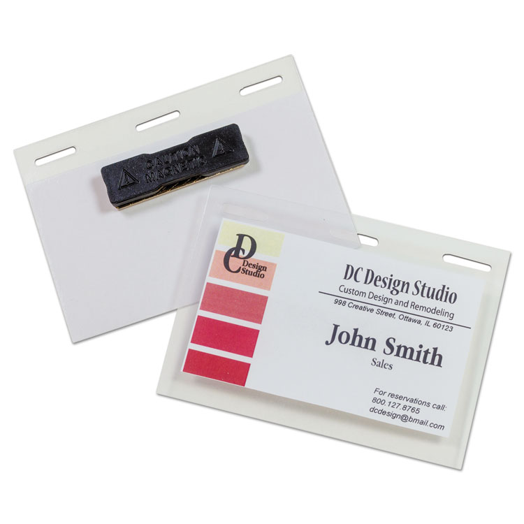 C-Line Self-Laminating Magnetic Style Name Badge Holder Kit, 2" x 3", Clear, 20/Box (CLI92823)