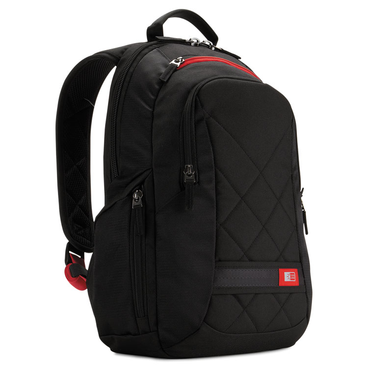 Case Logic Diamond Backpack, Fits Devices Up to 14.1", Polyester, 6.3 x 13.4 x 17.3, Black (CLG3201265)