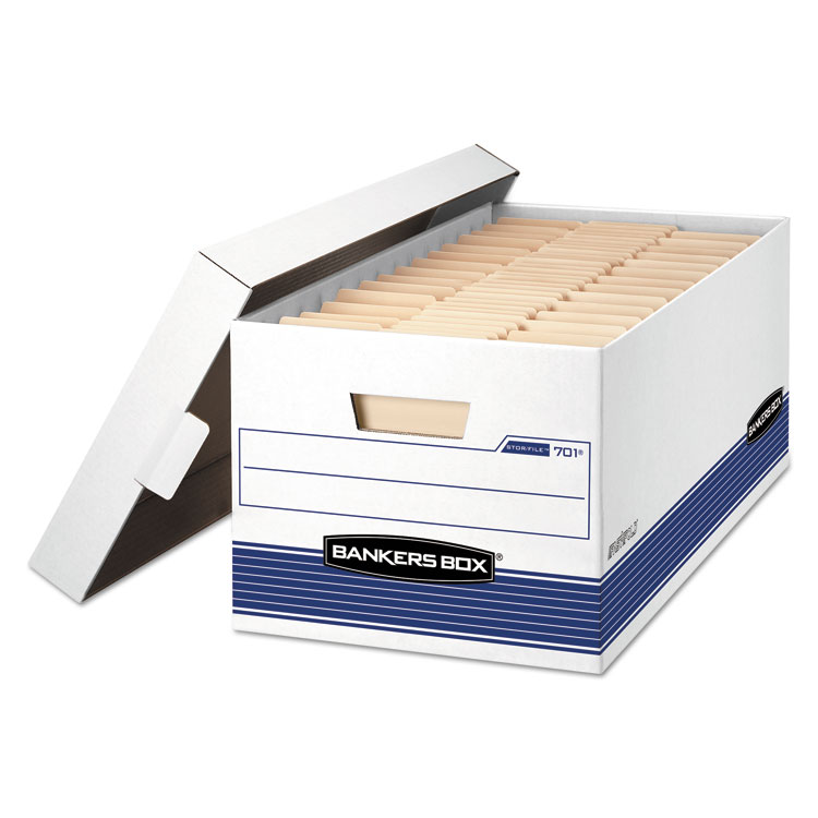 Bankers Box STOR/FILE Medium-Duty Storage Boxes, Letter Files, 12" x 25.38" x 10.25", White, 20/Carton (FEL0070110)