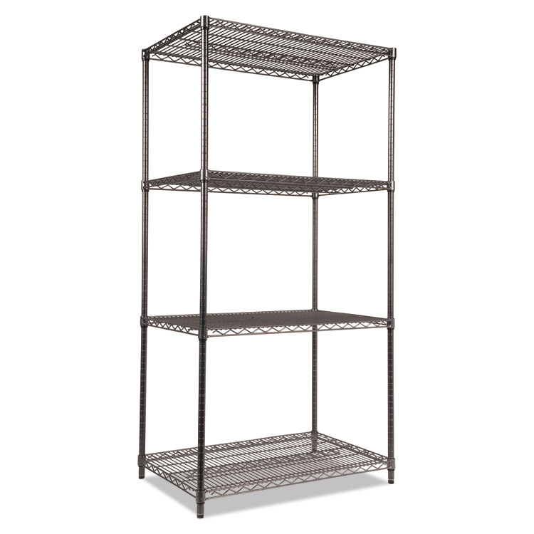 Alera Wire Shelving Starter Kit, Four-Shelf, 36w x 24d x 72h, Black Anthracite (ALESW503624BA)