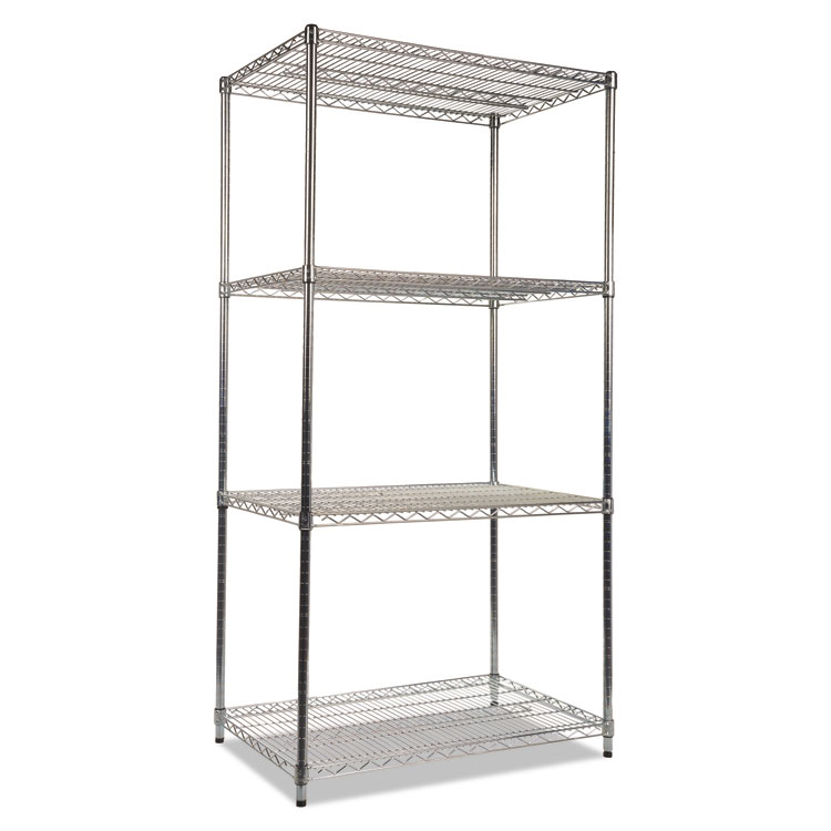 Alera NSF Certified Industrial Four-Shelf Wire Shelving Kit, 36w x 24d x 72h, Silver (ALESW503624SR)
