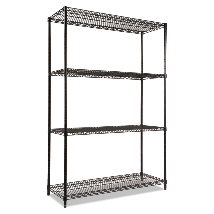 Alera NSF Certified Industrial Four-Shelf Wire Shelving Kit, 48w x 18d x 72h, Black (ALESW504818BL)